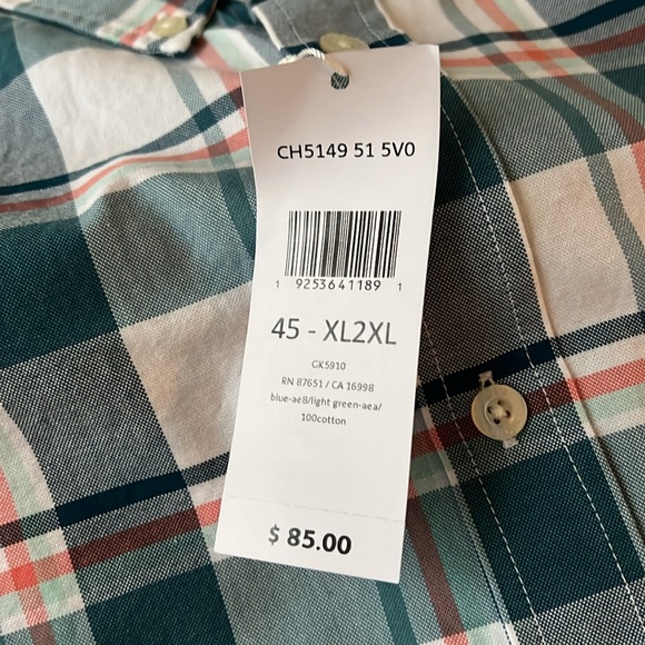 Lacoste Shirt: White, peach, blue/green - Picture 2 of 2